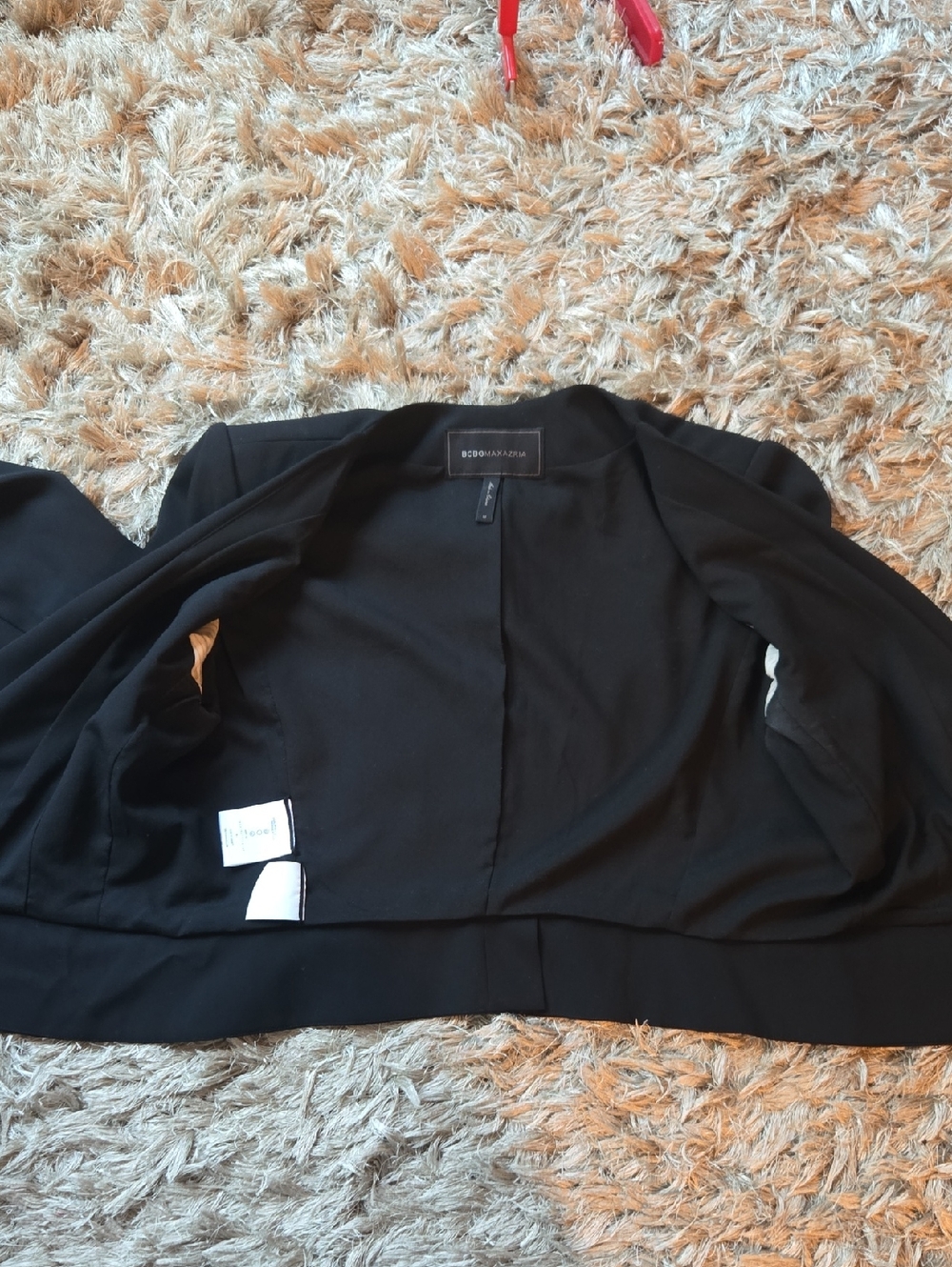 BCBGMaxAzria Cropped Black Draped Open-Front Blazer - Picture 10 of 14